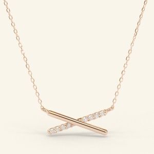 14k Rose Gold Diamond X Necklace NWOT